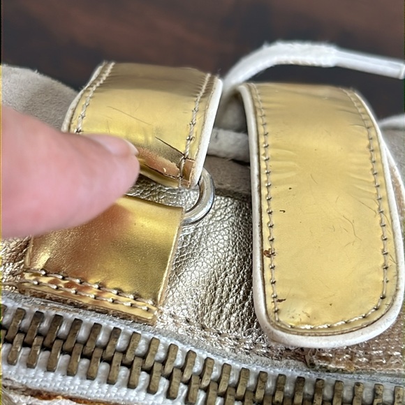 Maje Metallic Gold and White High-Top Sneakers size 40 Y2K 90's - Picture 12 of 14